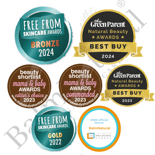BalmNatural award winners, beautyshortlist, the green parent magazine, free from skincare awards