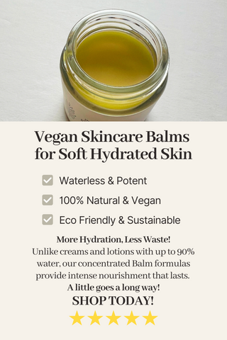 An open Jar of BalmNatural Skin  balm, light orange colour in glass jar, Ideal for hydrating dry sensitive. To lock in moisture, soften and smooth dry crustily skin.  Award winning water less vegan formula. 