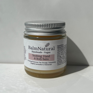 A natural vegan balm with lavender essential oil, perfect for soothing dry skin.