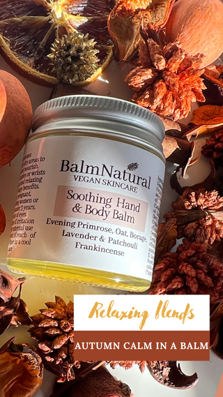 Hand and body balm with calming essential oils in travel-size tin, balmnatural